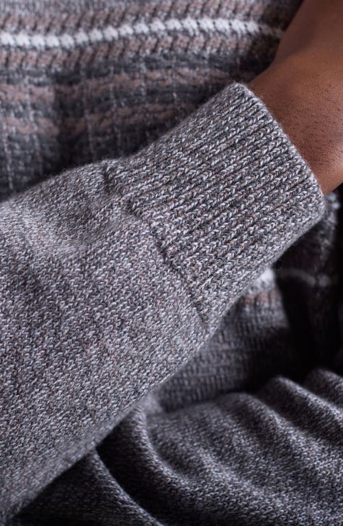 Bugatchi Chest Stripe Merino Wool Sweater In Brown