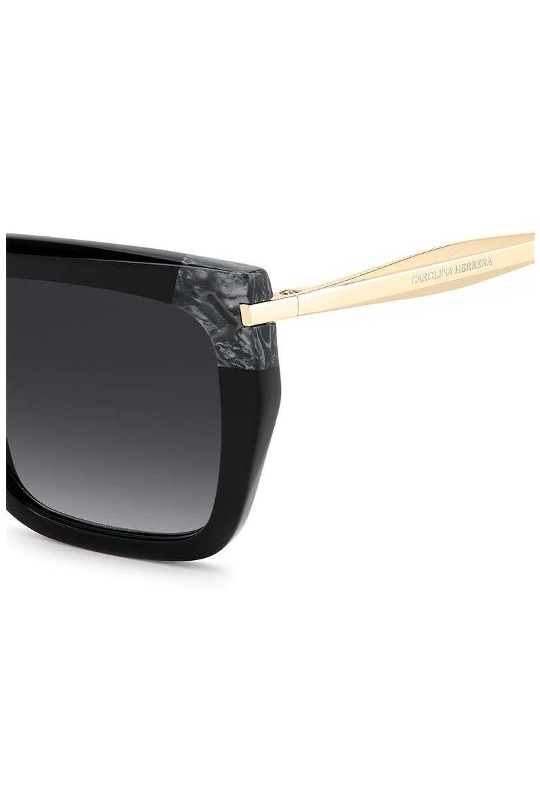 55mm Rectangular Sunglasses, Alternate, color, BLACK/ DARK GREY SF
