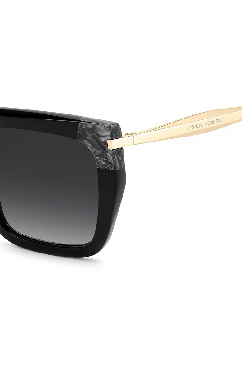 Carolina Herrera 55mm Rectangular Sunglasses, Alternate, color, Black/ Dark Grey Sf