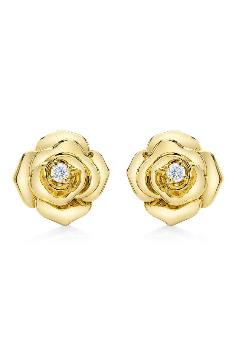 Diamond Flower Stud Earrings 14K, Main, color, 0.08ct/Yellow Gold