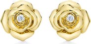 ALLUREZ Diamond Flower Stud Earrings 14K