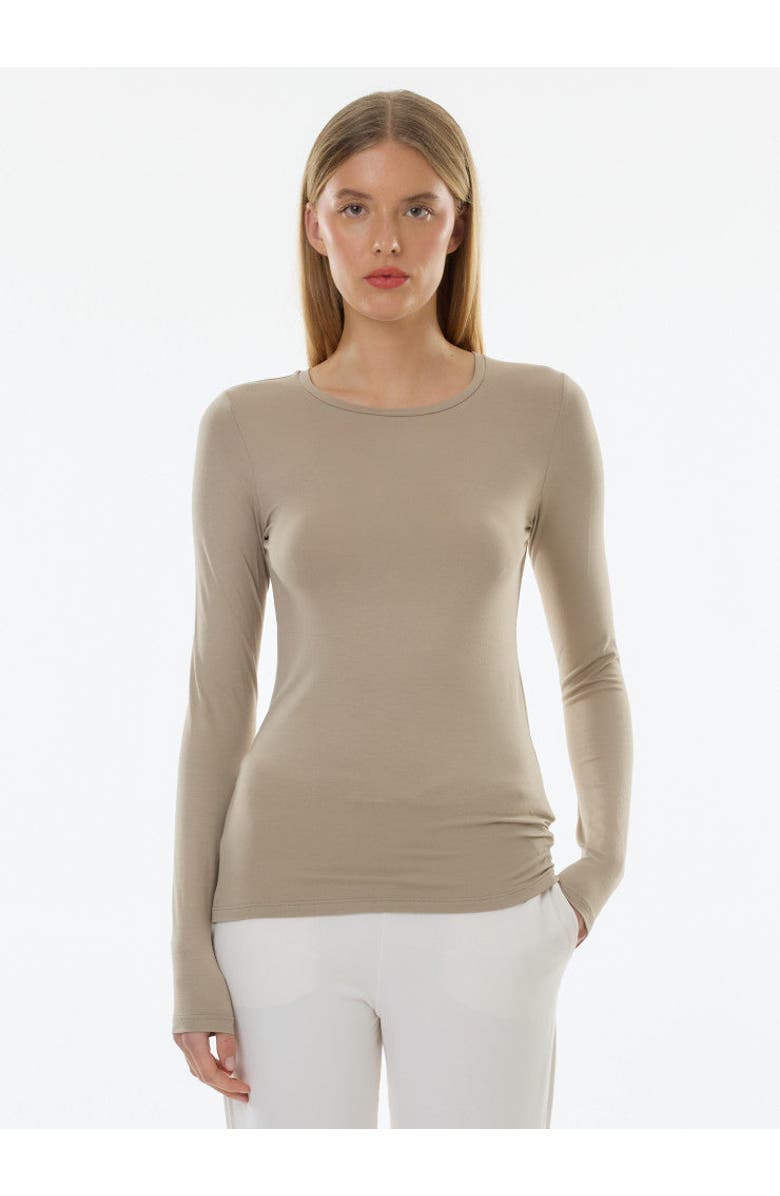 Majestic Filatures Soft Touch Long Sleeve Crewneck T-Shirt, Alternate, color, Desert