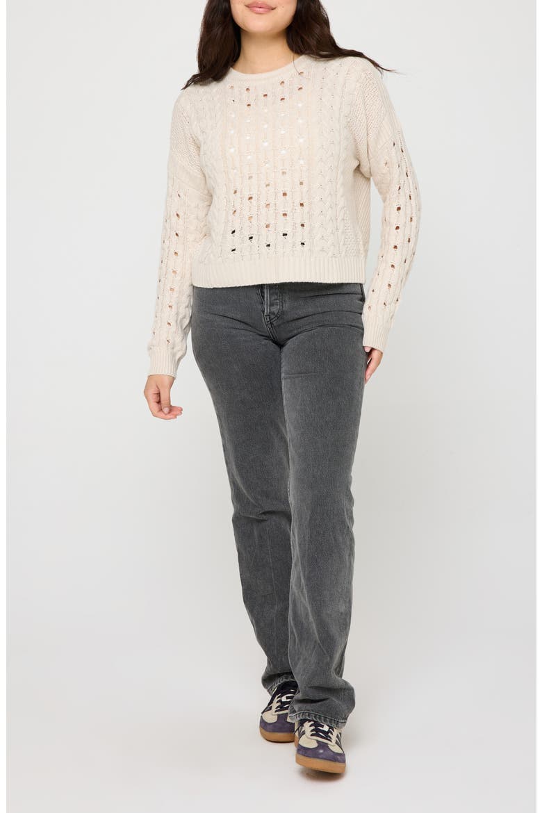 Gemma Cable Knit Sweater, Alternate, color, WHITE SAND