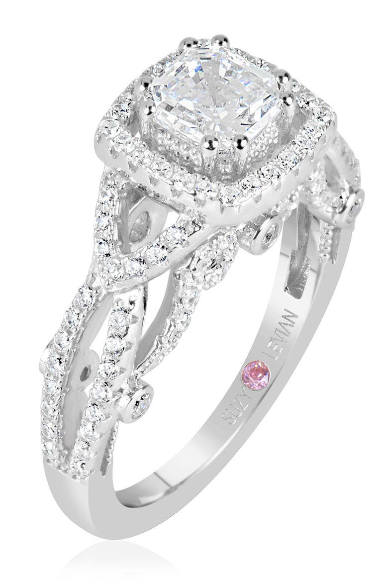 Sterling Silver Asscher-Cut White CZ Ring, Alternate, color, WHITE