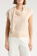 Magaschoni Cashmere Scarf Short Sleeve Sweater