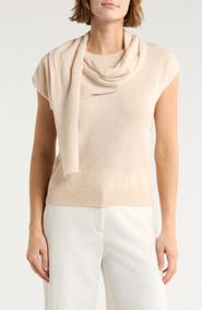 Magaschoni Cashmere Scarf Short Sleeve Sweater