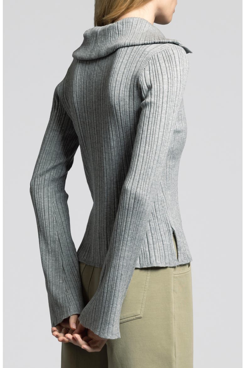 Marisa Ribbed Polo Sweater, Alternate, color, HEATHER GREY