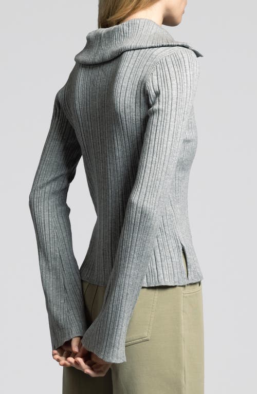 Weekend Los Angeles Marisa Ribbed Polo Sweater In Heather Grey