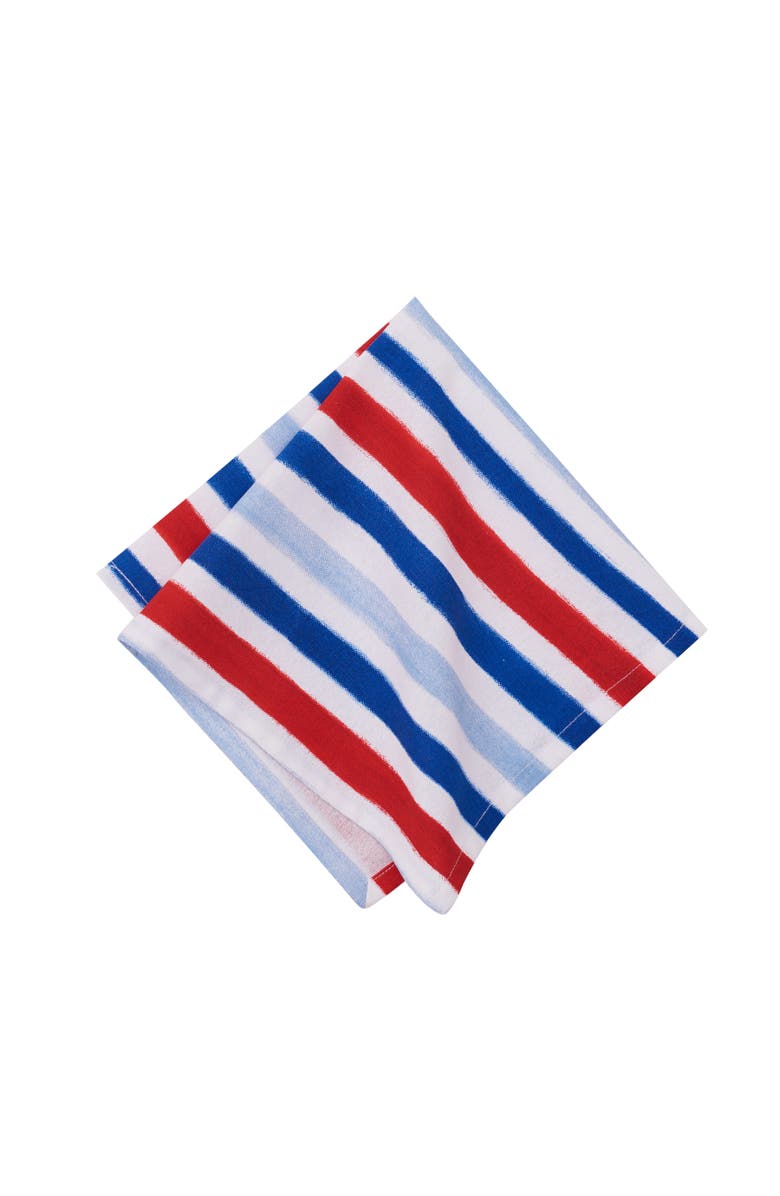 C&F Home Watercolor Patriotic Stripe 4th of July Cotton Cloth Napkin Set of 6, Main, color, Blue