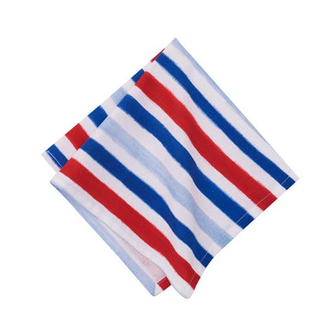 Watercolor Patriotic Stripe 4th of July Cotton Cloth Napkin Set of 6