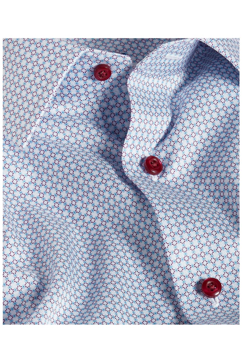 Trim Fit Geometric Print Cotton Dress Shirt, Alternate, color, WHITE/ MERLOT/ BLUE