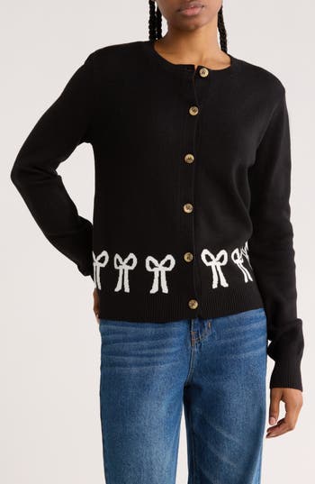 Vigoss Bows Cardigan In Black