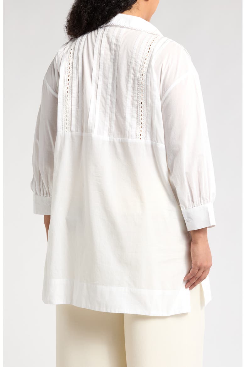Lace Inset Button-Up Shirt, Alternate, color, WHITE