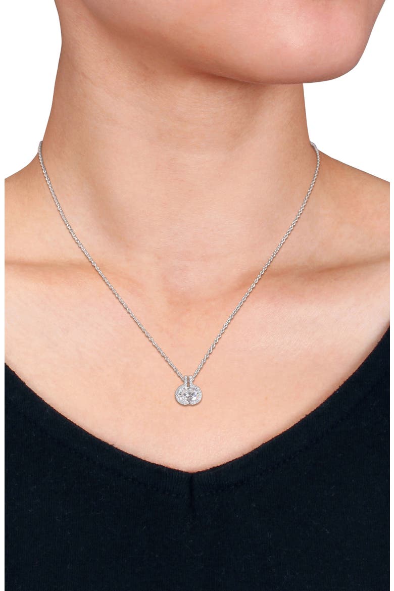 Oval-Cut White Moissanite Earrings & Necklace Set, Alternate, color, SILVER