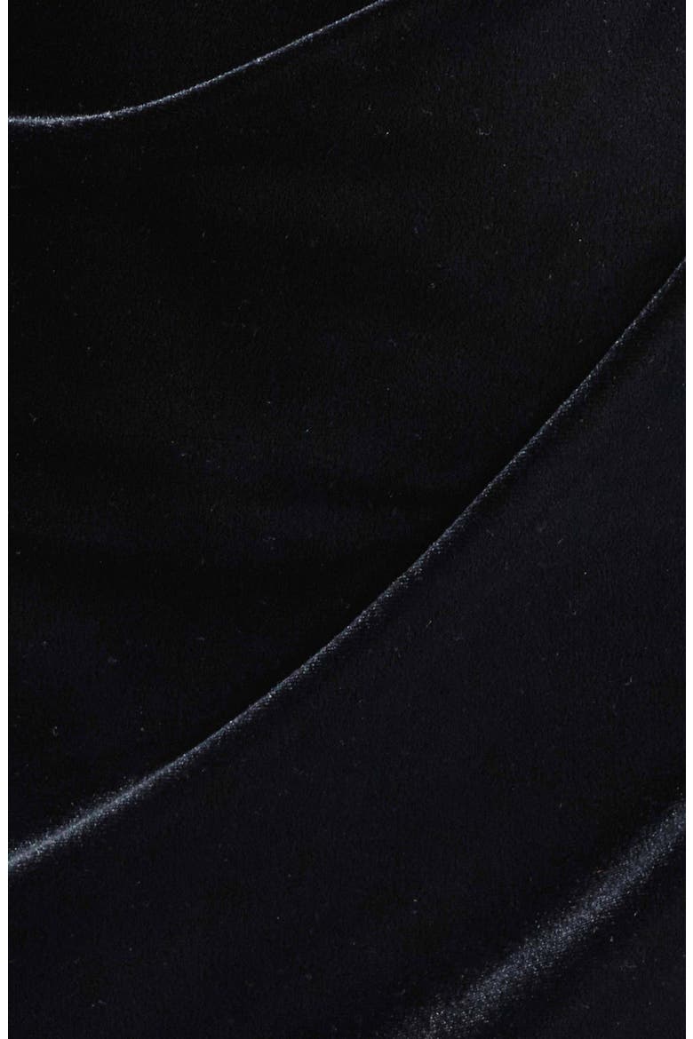 Long Sleeve Stretch Velvet & Mesh Column Gown, Alternate, color, BLACK