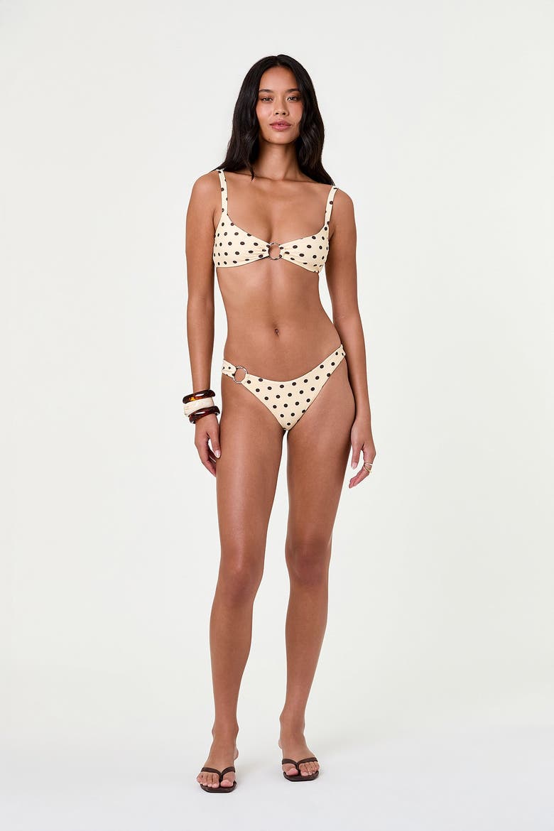Halia Bikini Ring Bottom, Alternate, color, Lemon Polka Dot