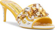 Dolce&Gabbana Majolica Print Embellished Slide Sandal