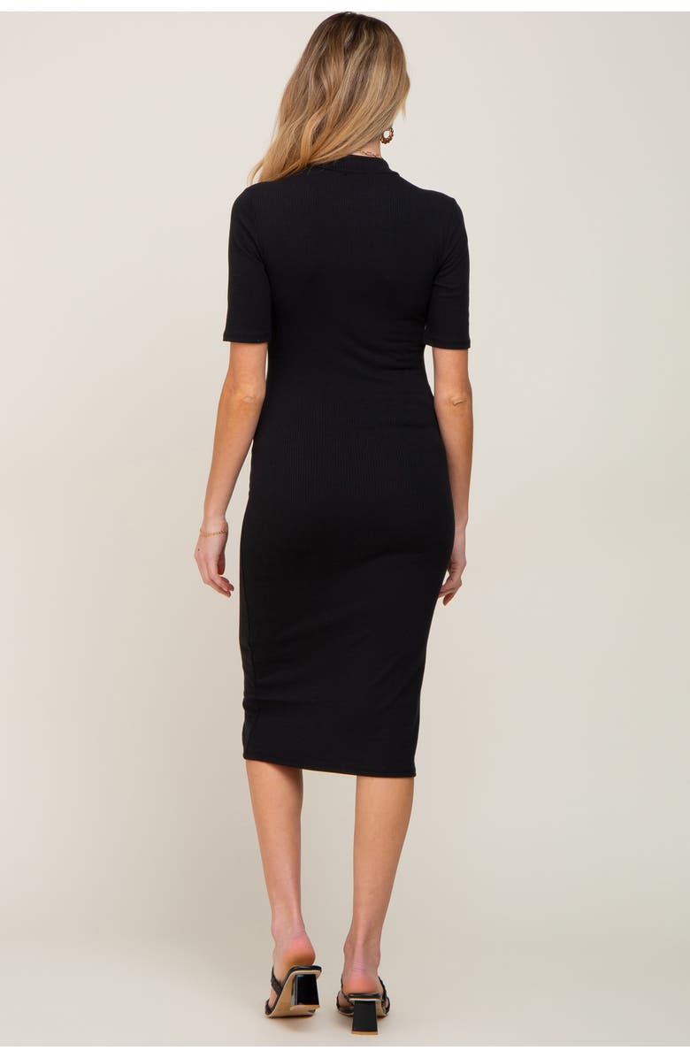 PinkBlush Ribbed Mock Neck Midi Dress, Alternate, color, Black