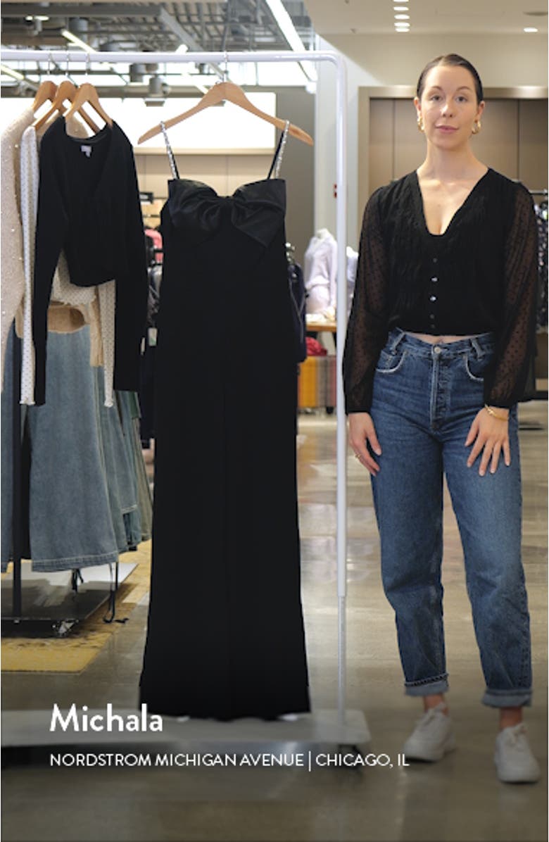 Bow Embellished Strap Jumpsuit, sales video thumbnail