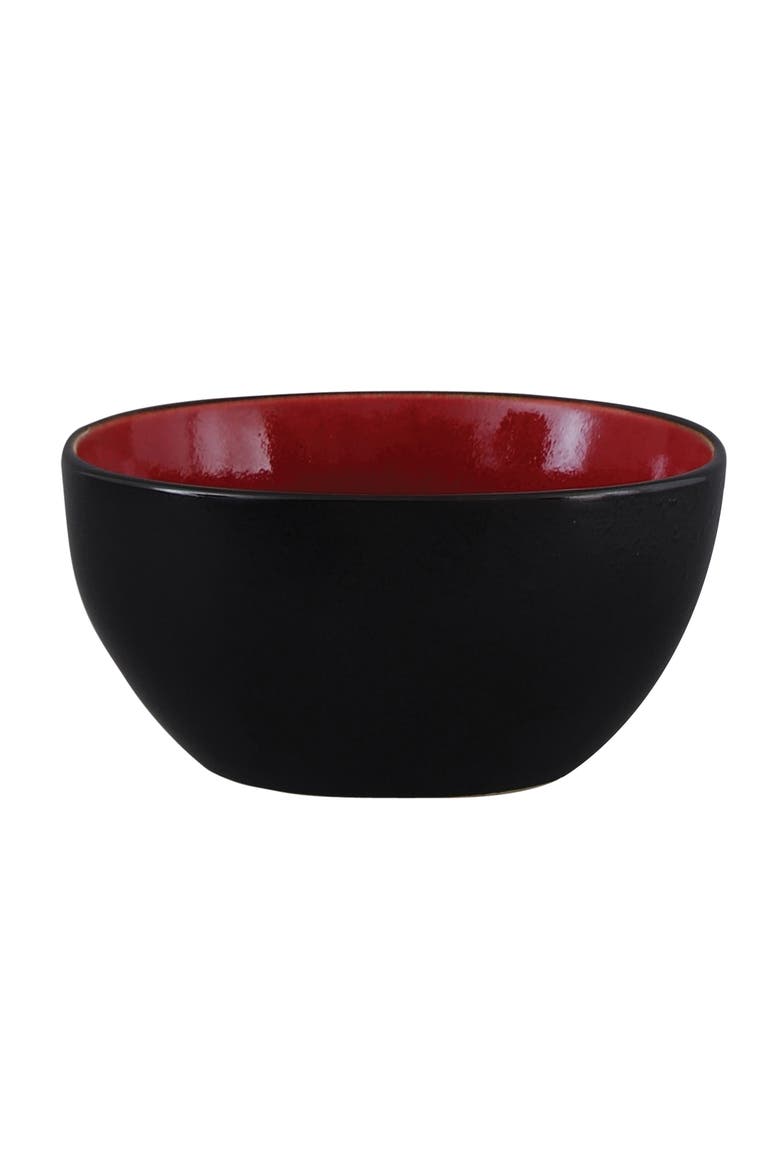 Soho Lounge Square 40-Piece Stoneware Dinnerware Set, Alternate, color, Red/Black