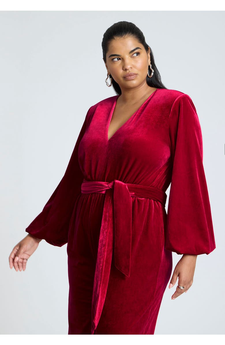 ELOQUII Velvet Wide Leg Jumpsuit, Alternate, color, Black Onyx