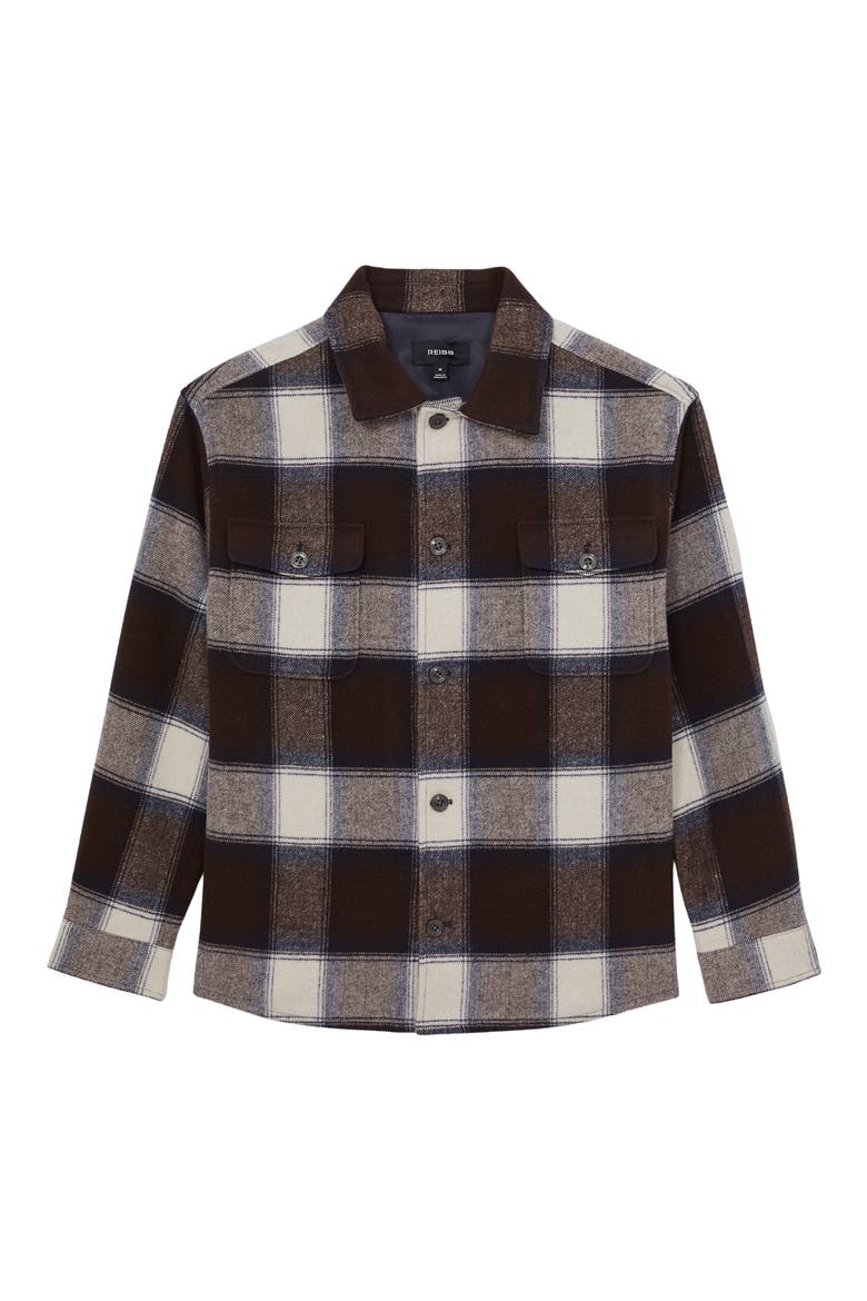 McFadden Check Wool Blend Flannel Overshirt, Alternate, color, MCFADDEN NAVY MULTI