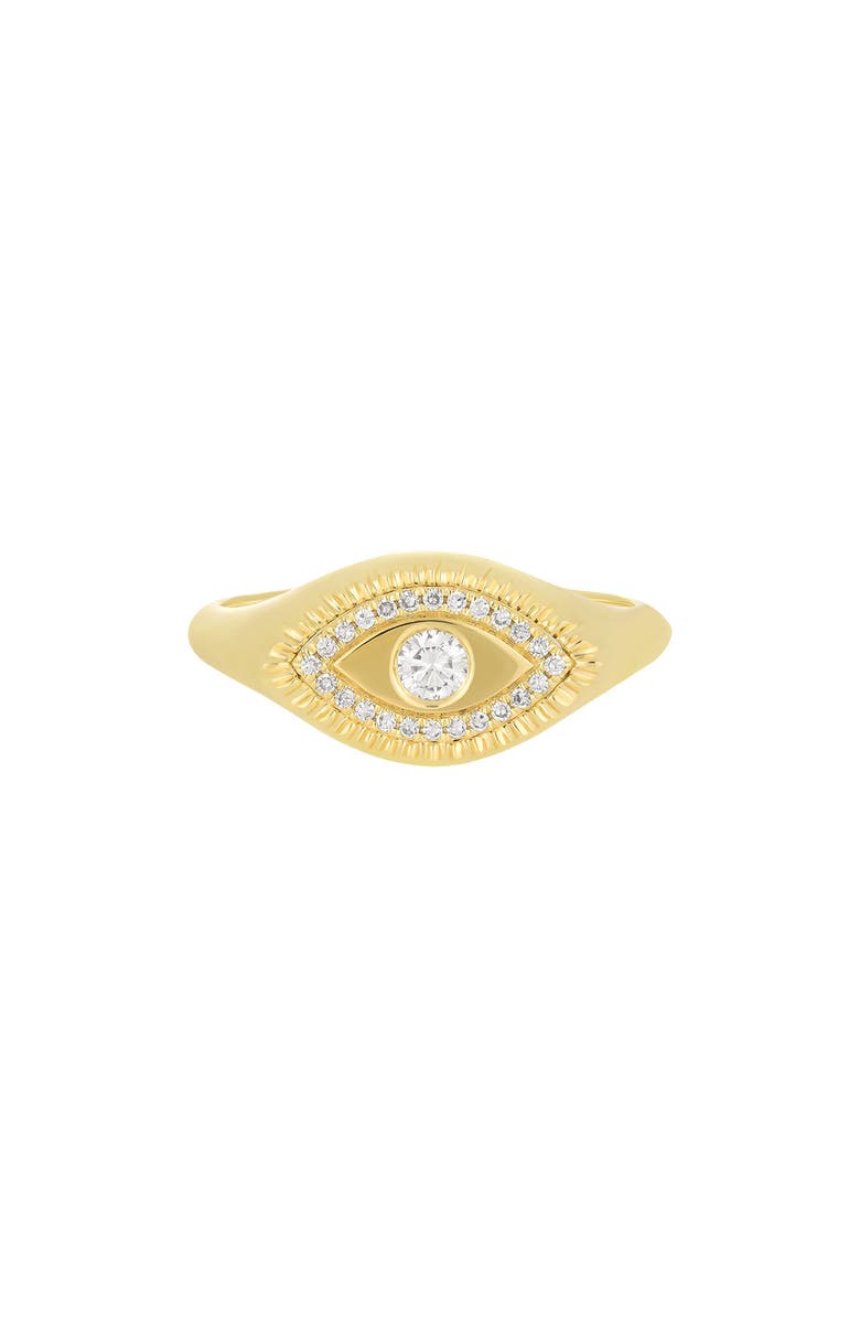EF Collection Evil Eye Diamond Signet Ring, Main, color, 