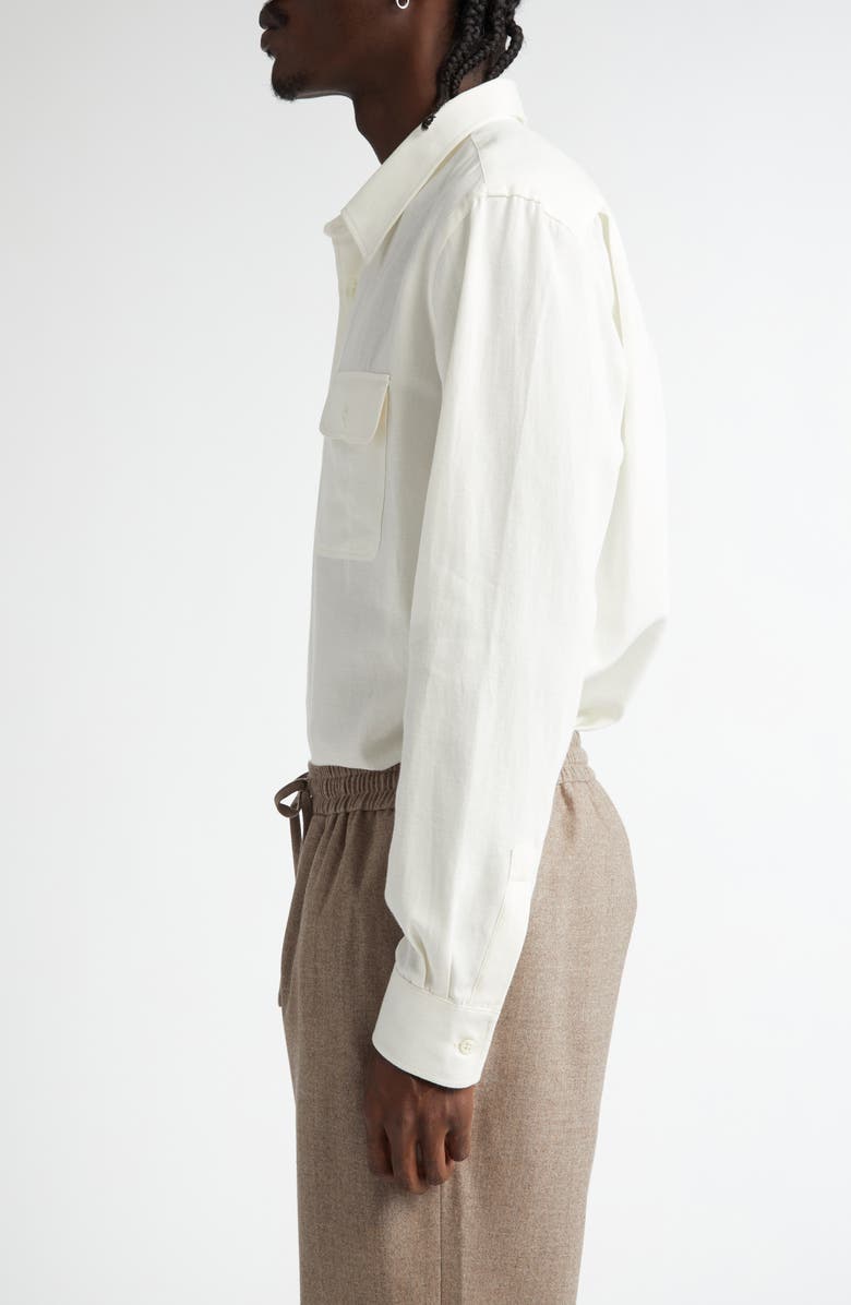 De Bonne Facture Artist Cotton & Hemp Button-Up Shirt, Alternate, color, White