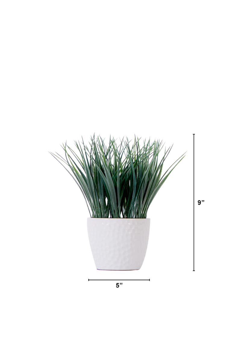 NEARLY NATURAL 9-in Artificial Grass Plant with Decorative Planter, Alternate, color, Green