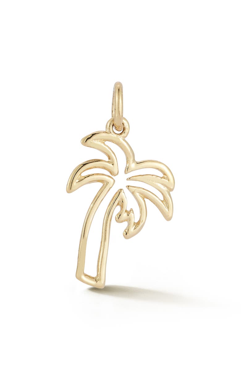 Ember Fine Jewelry 14K Yellow Gold Palm Tree Charm Beaded Necklace, Alternate, color, Gold/Green