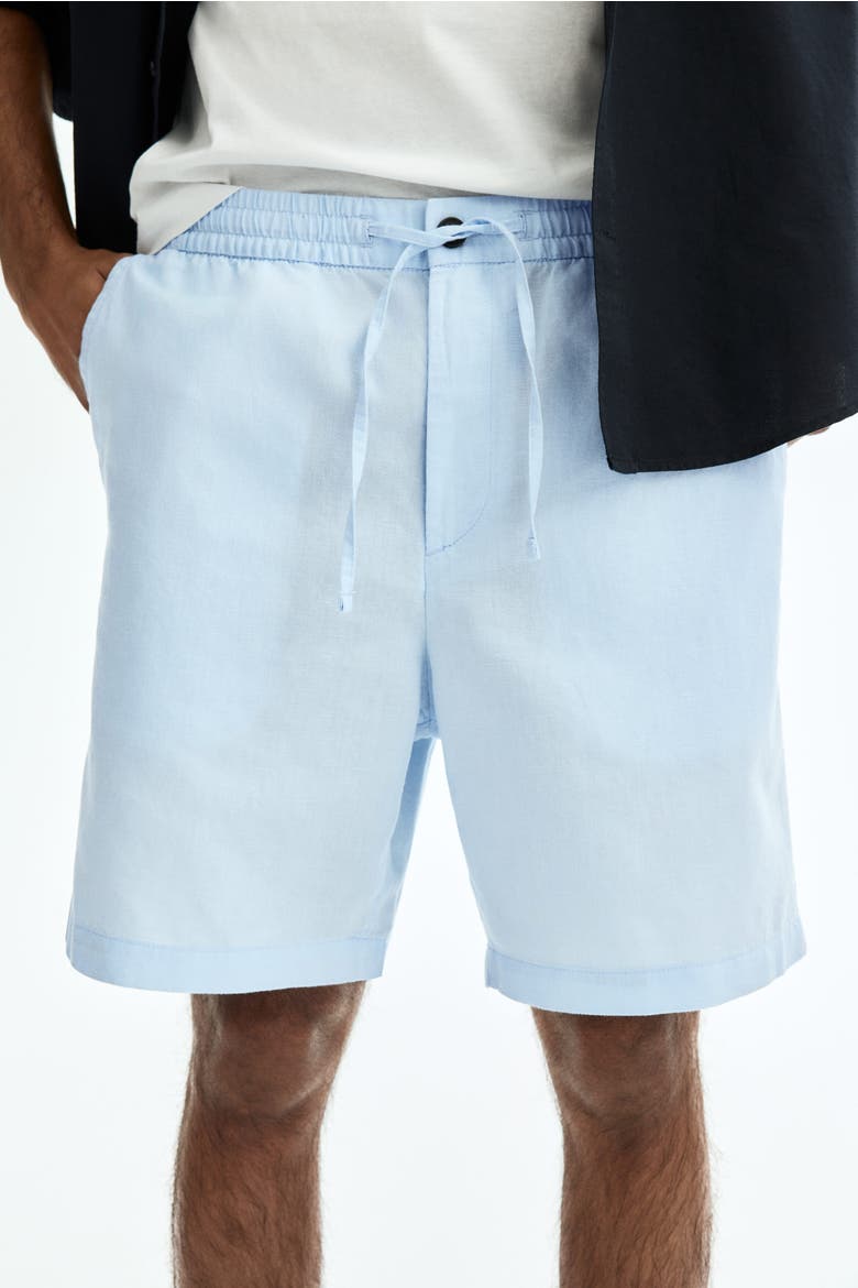 Regular Fit Linen-blend Shorts, Alternate, color, Light blue