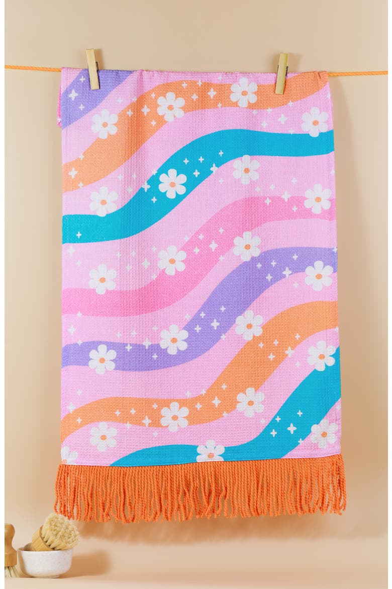 Groovy Gardens Set of 3 Kitchen Towels, Alternate, color, PINK/ BLUE/ ORANGE