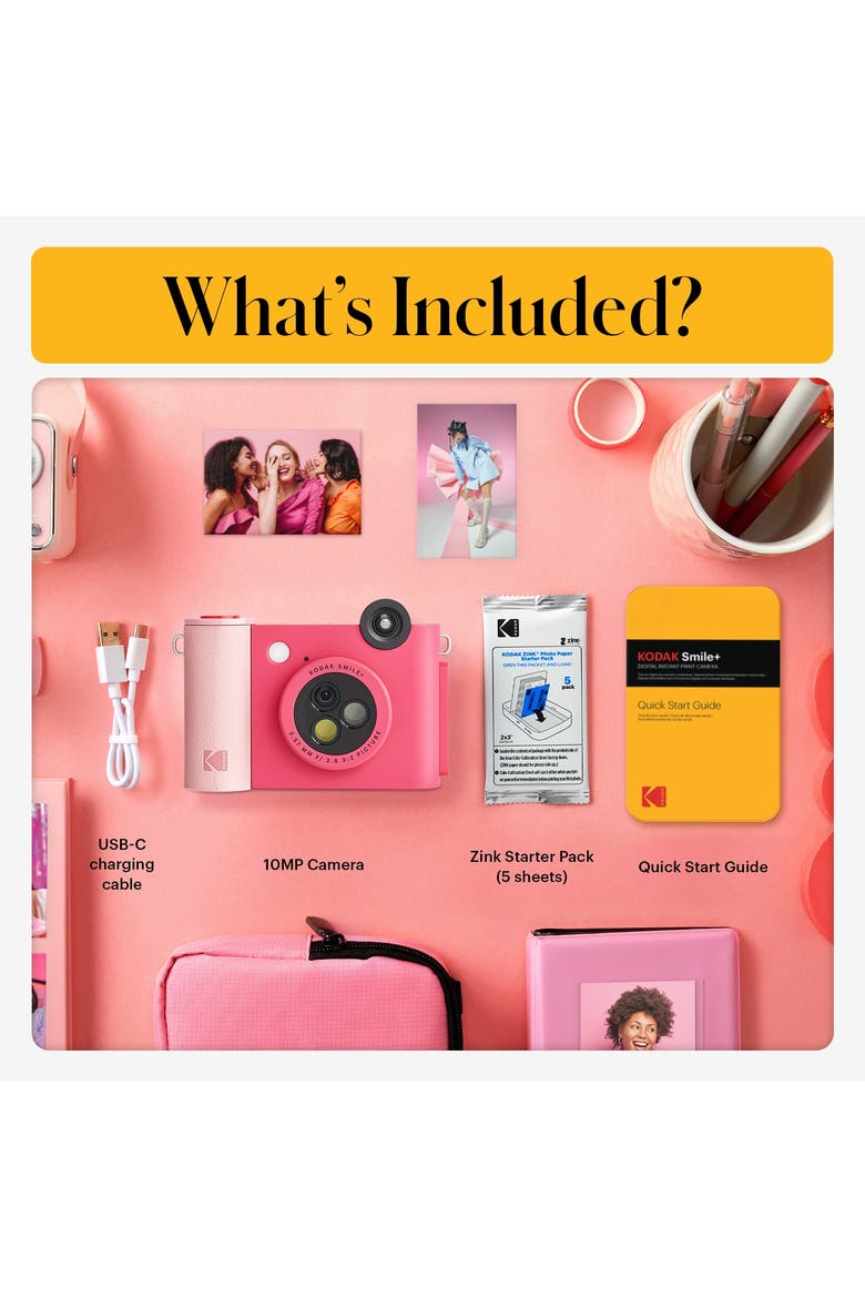 Smile+ Wireless 2x3 Digital Instant Print Camera with Effect Lenses & Zink Technology, Alternate, color, Fuchsia