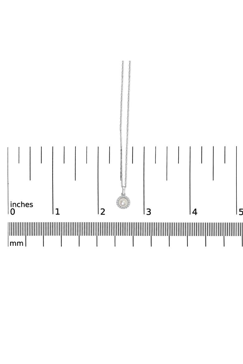 10K White Gold 5MM Cultured Pearl and Diamond Accent Halo Pendant Necklace, Alternate, color, White Gold