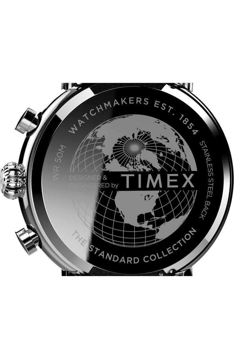 Timex<sup>®</sup> Standard Chronograph Leather Strap Watch, 41mm, Alternate, color, 