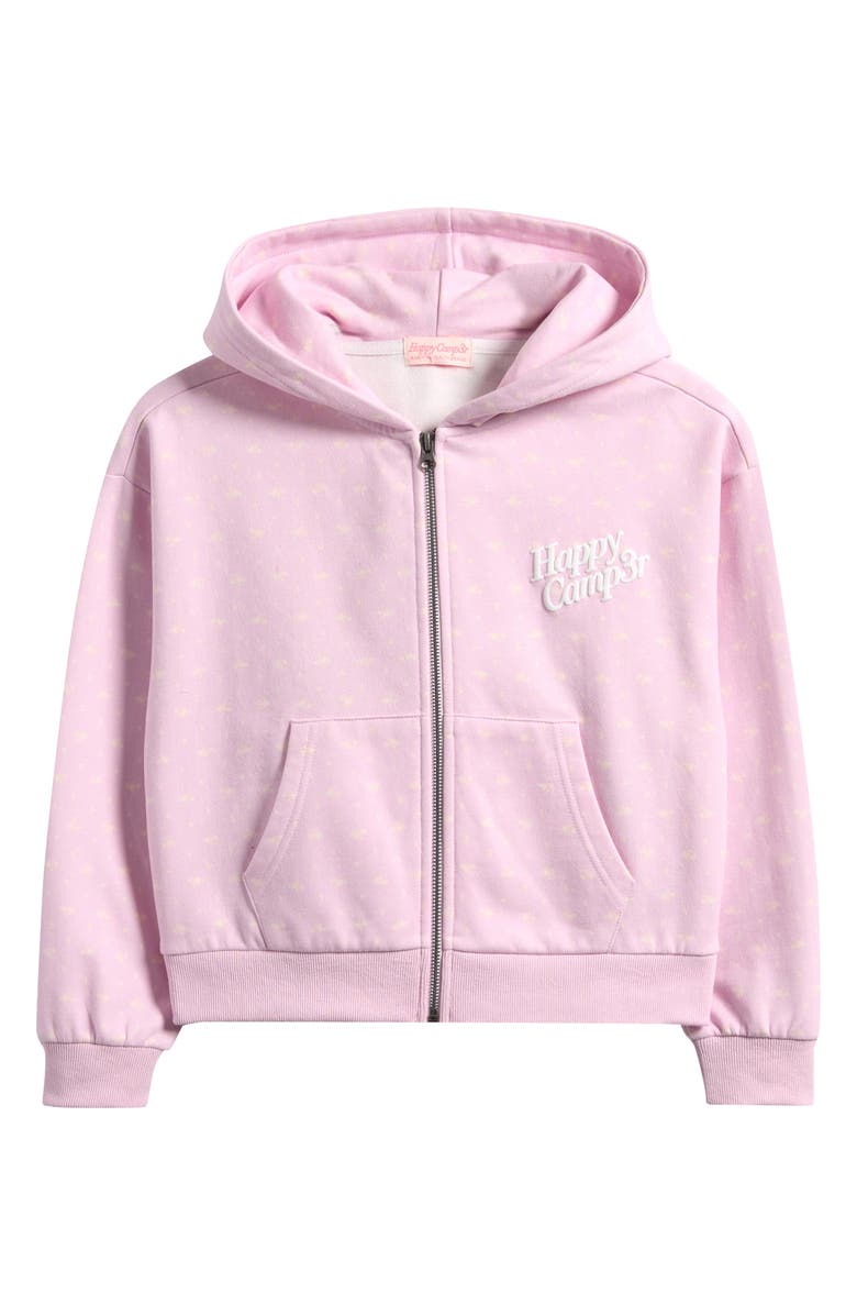 HAPPY CAMP3R Kids' Lavender Bloom Full-Zip Hoodie, Main, color, Lilac Snow