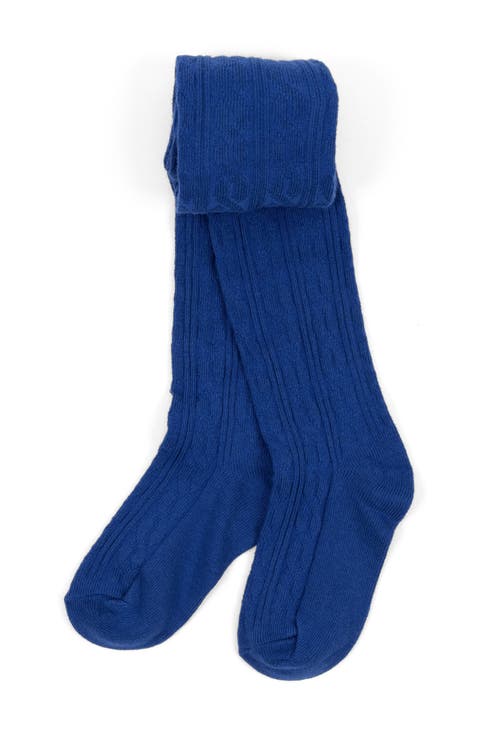 Girls Cable Knit Tights, Cotton Blend