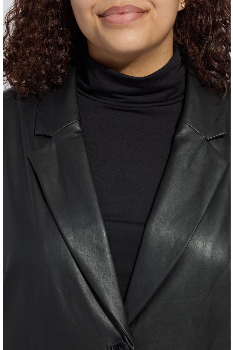 'Lyssentials Faux Leather Blazer, Alternate, color, BLACK