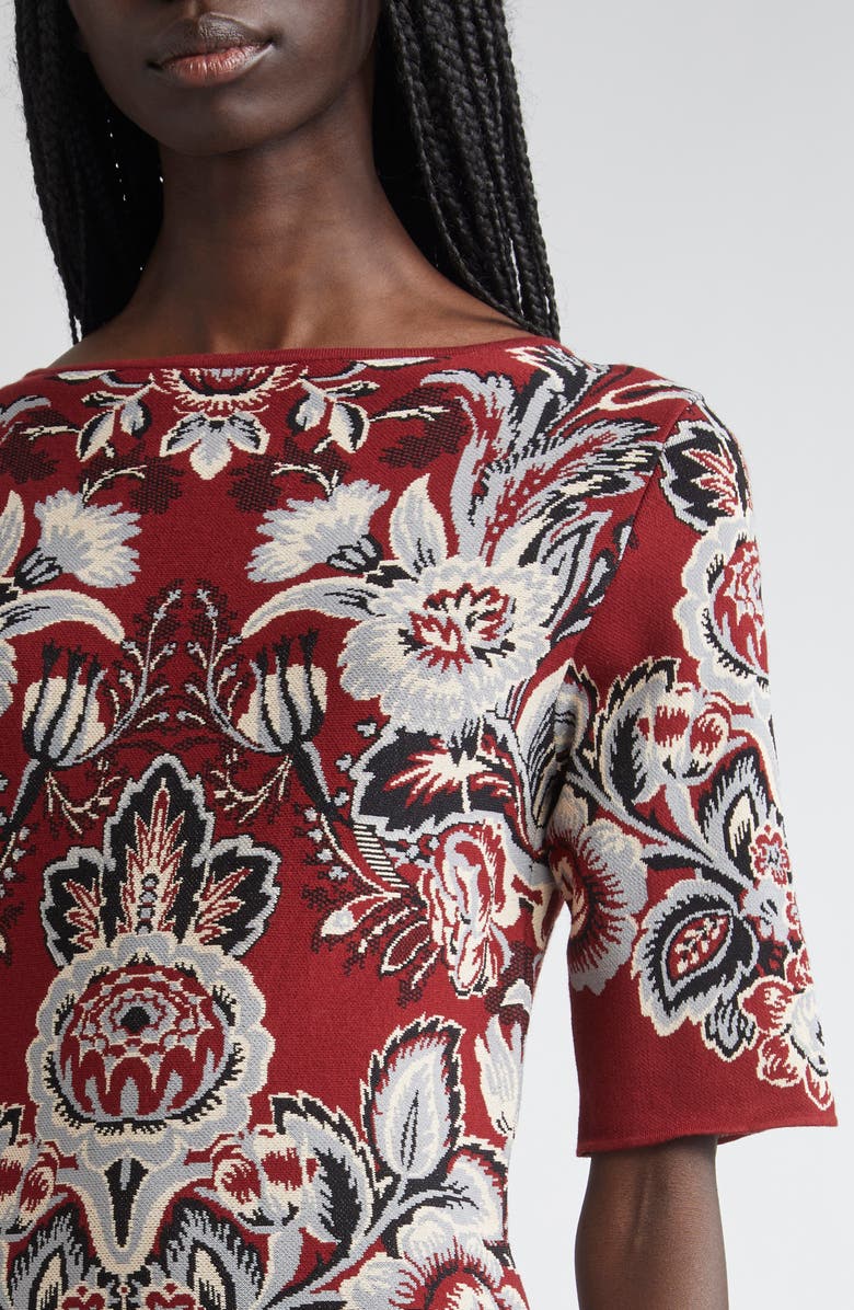 Etro Paisley Jacquard Knit Midi Dress, Alternate, color, Printed Bordeaux Base