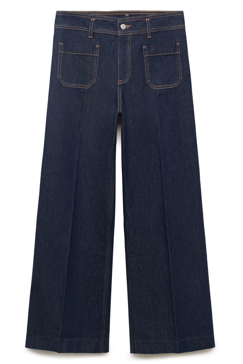 Jessie Patch Pocket Wide Leg Jeans, Alternate, color, BLUE
