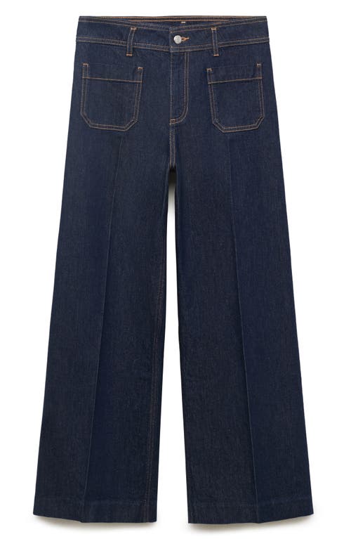 Mango Jessie Patch Pocket Wide Leg Jeans In Blue
