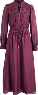 Ever New Yasmin Floral Appliqué Long Sleeve Midi Dress