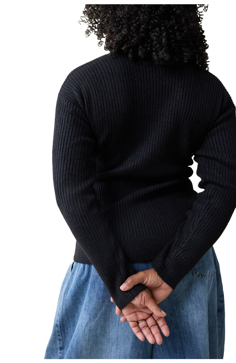 Ingrid & Isabel Maternity and Nursing Wrap Sweater, Alternate, color, Black