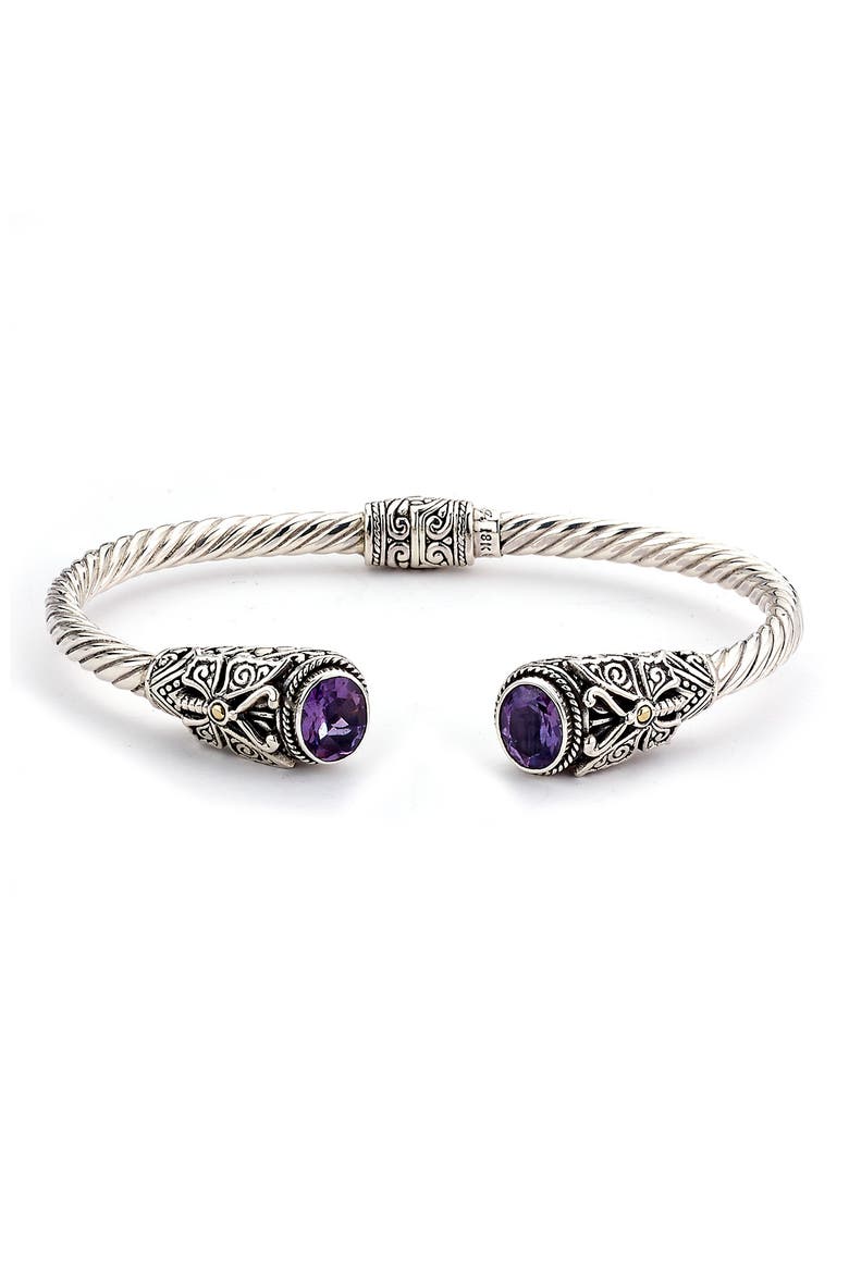 18K Gold & Sterling Silver Butterfly Bangle, Main, color, PURPLE