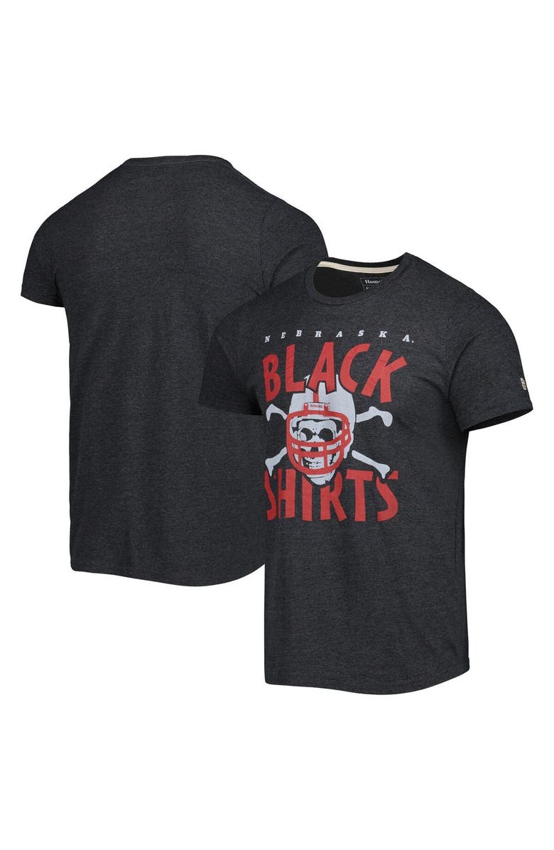 HOMEFIELD Men's Homefield Heathered Charcoal Nebraska Huskers Blackshirts Football Vintage T-Shirt, Main, color,