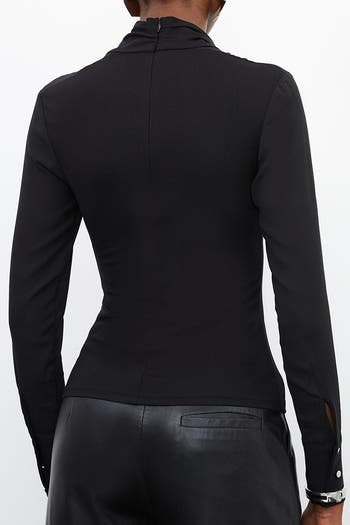 Karen Millen Jersey And Georgette Mix High Neck Top Nordstrom