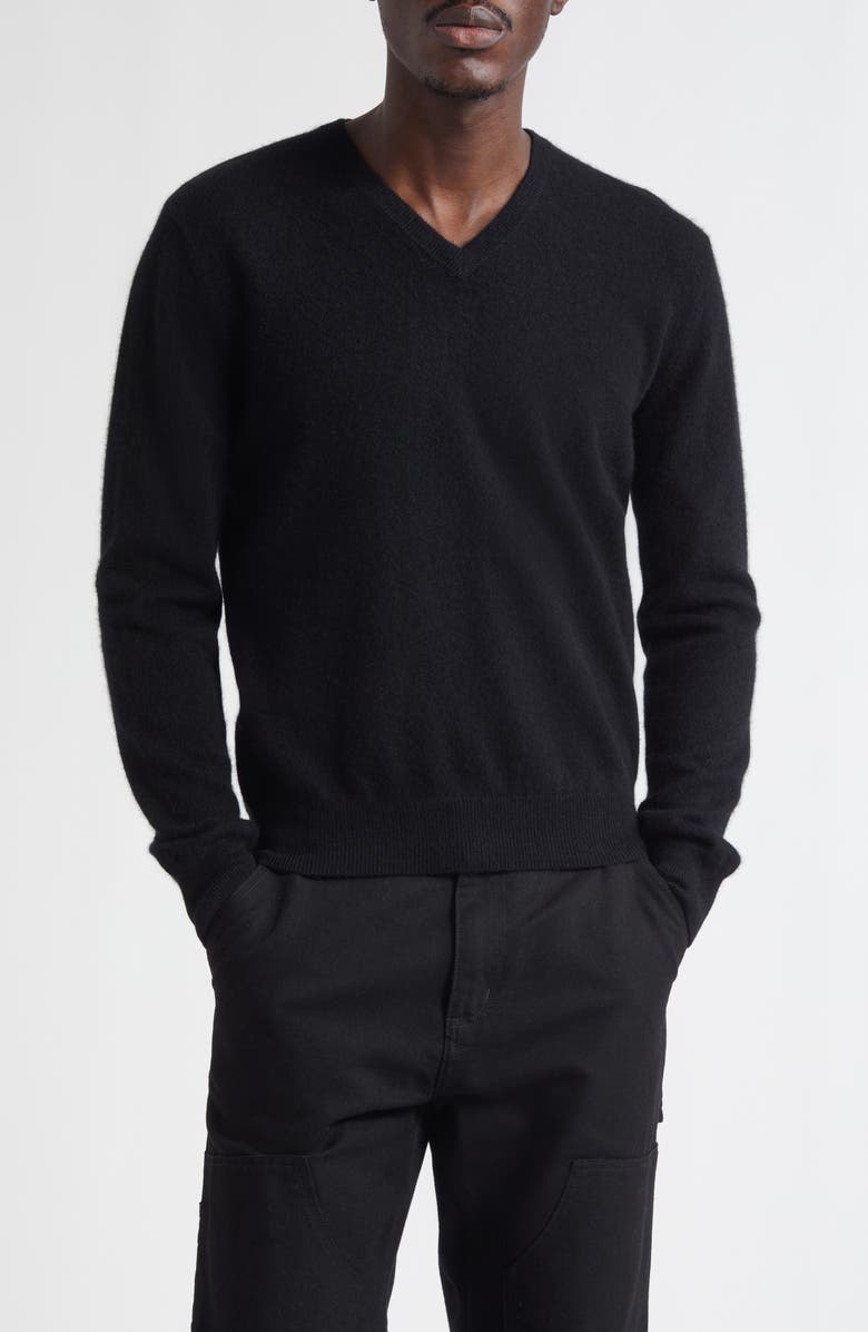 FRENCKENBERGER Mini Cashmere V-Neck Sweater, Main, color, Black
