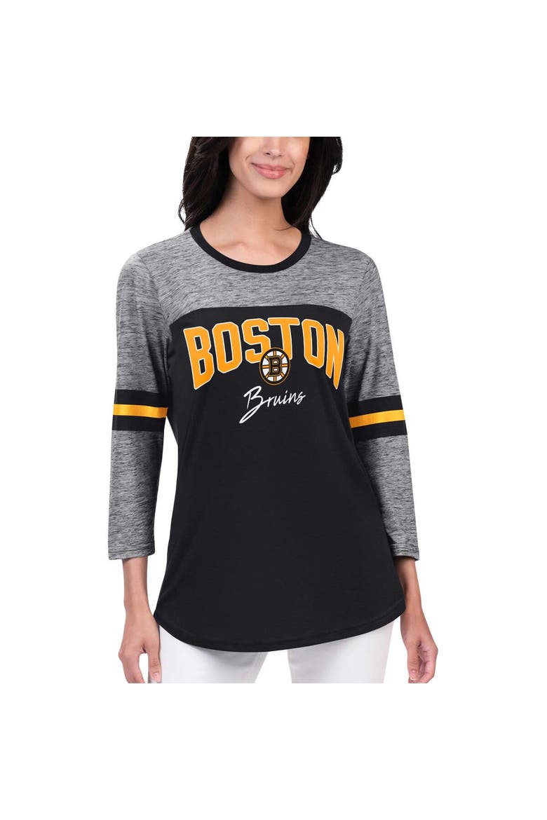 Women's G-III 4Her by Carl Banks Black Boston Bruins Play The Game 3/4-Sleeve T-Shirt, Main, color, Black