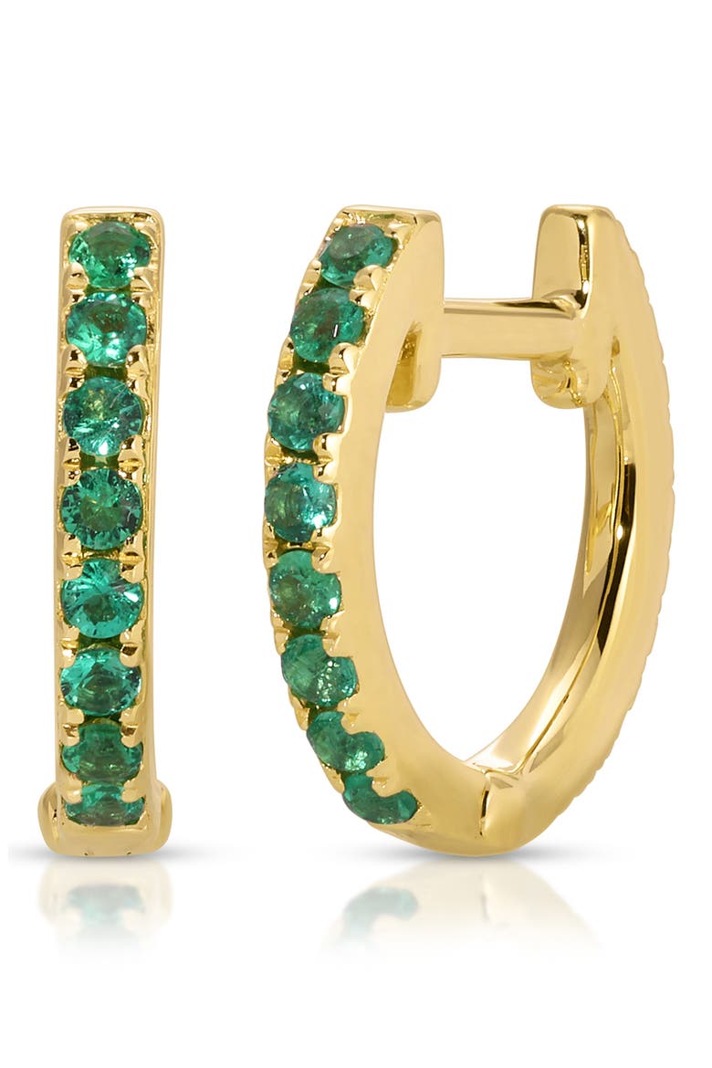 Diamond & Emerald Reversible Huggie Hoop Earrings, Main, color, GOLD
