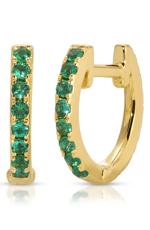 Diamond & Emerald Reversible Huggie Hoop Earrings